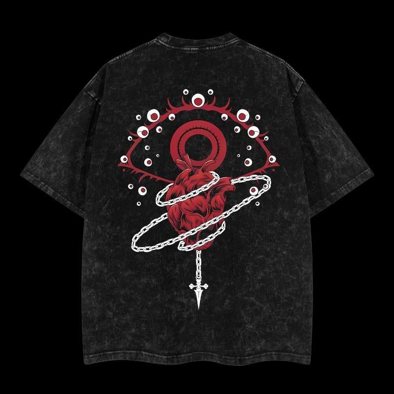 "Scarlet Eyes Kurapika" Hunter X Hunter Vintage Unisex Oversize Anime Washed Cotton T-Shirt, Graphic Tee,Anime Merch Fan, Outfits Men,Boys Merch