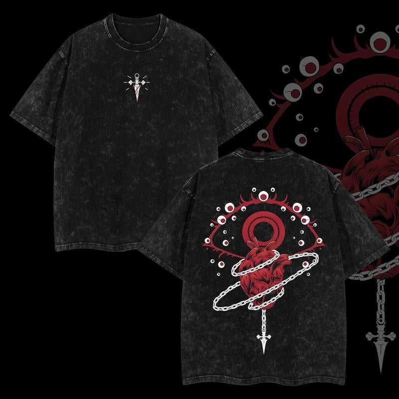 "Scarlet Eyes Kurapika" Hunter X Hunter Vintage Unisex Oversize Anime Washed Cotton T-Shirt, Graphic Tee,Anime Merch Fan, Outfits Men,Boys Merch